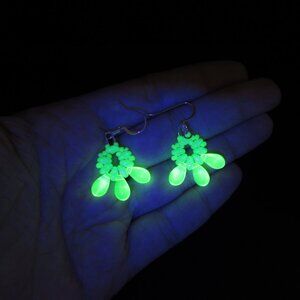Handmade Uranium glass drop bead earrings